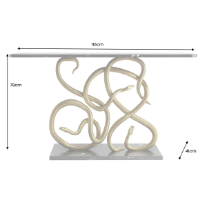 Konzola WILDLIFE SNAKE 115cm zlatý rám s černou mramorovou základnou  Místnosti 45030