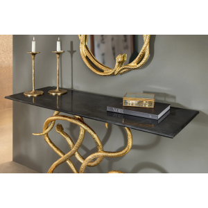 Konzola WILDLIFE SNAKE 115cm zlatý rám s černou mramorovou základnou  Místnosti 45030