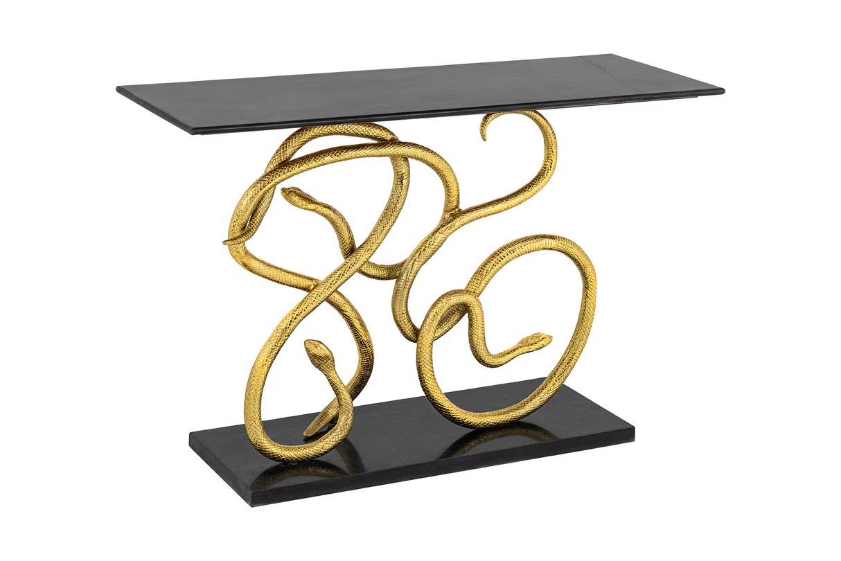 Konzola WILDLIFE SNAKE 115cm zlatý rám s černou mramorovou základnou  Místnosti 45030