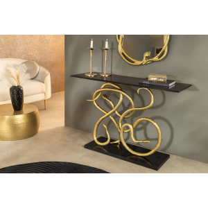 Konzola WILDLIFE SNAKE 115cm zlatý rám s černou mramorovou základnou  Místnosti 45030